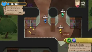 Doing quests in the library to charge the crystal
