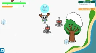 Collecting ice cubes in the snowy biome